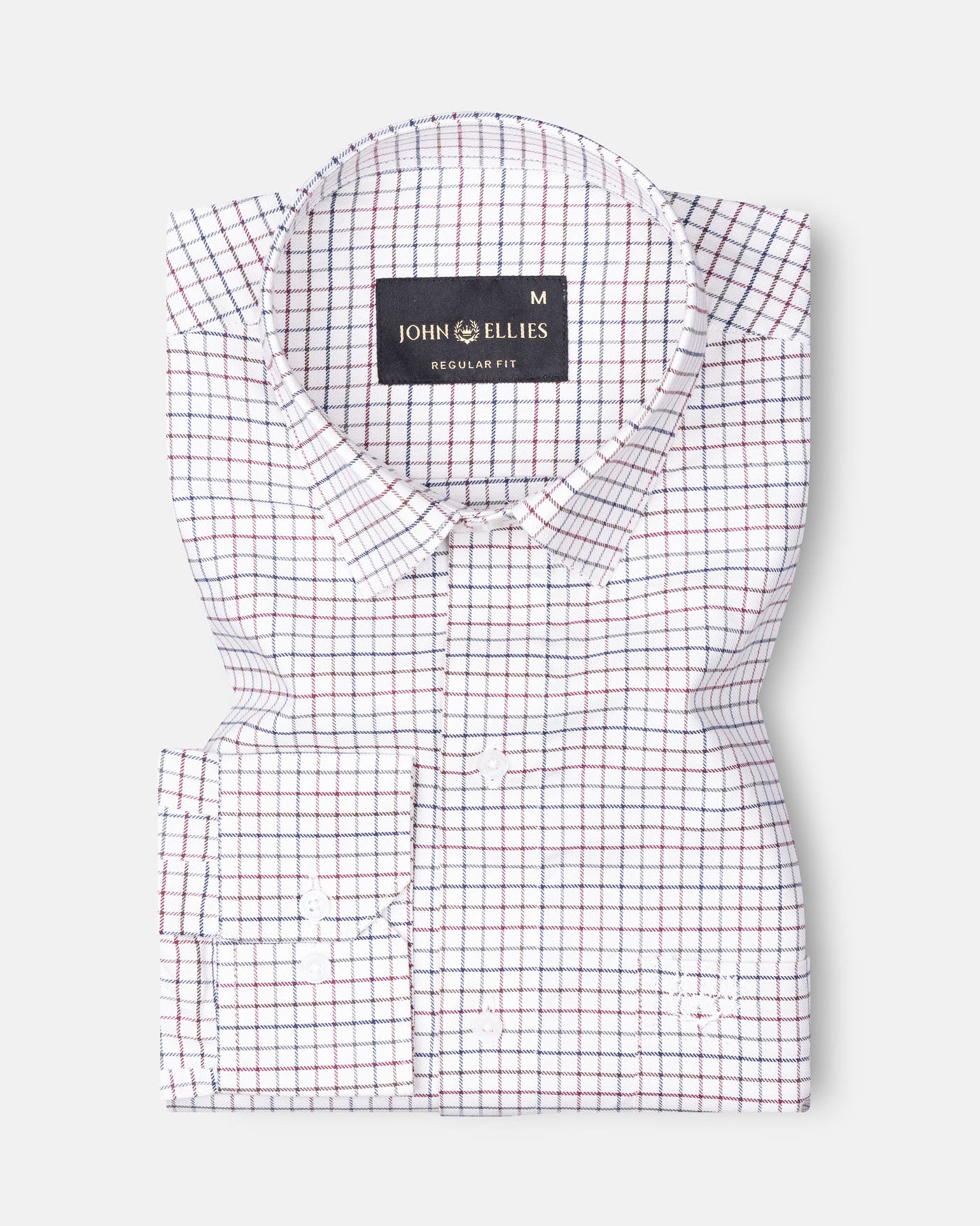 Auberon White Checked Twill Cotton Shirt - John Ellies