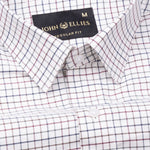 Auberon White Checked Twill Cotton Shirt - John Ellies