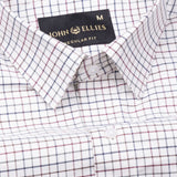 Auberon White Checked Twill Cotton Shirt - John Ellies