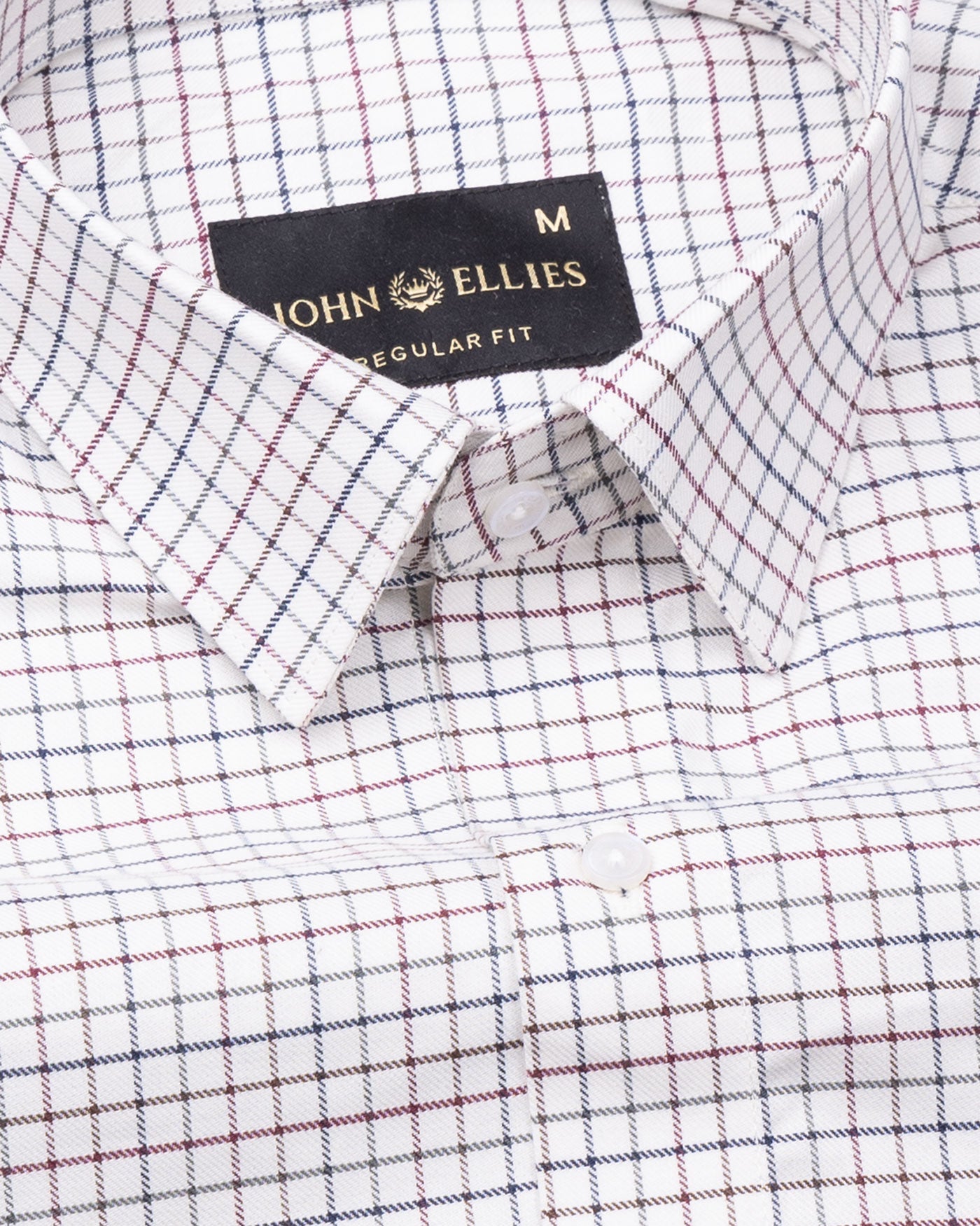 Auberon White Checked Twill Cotton Shirt - John Ellies