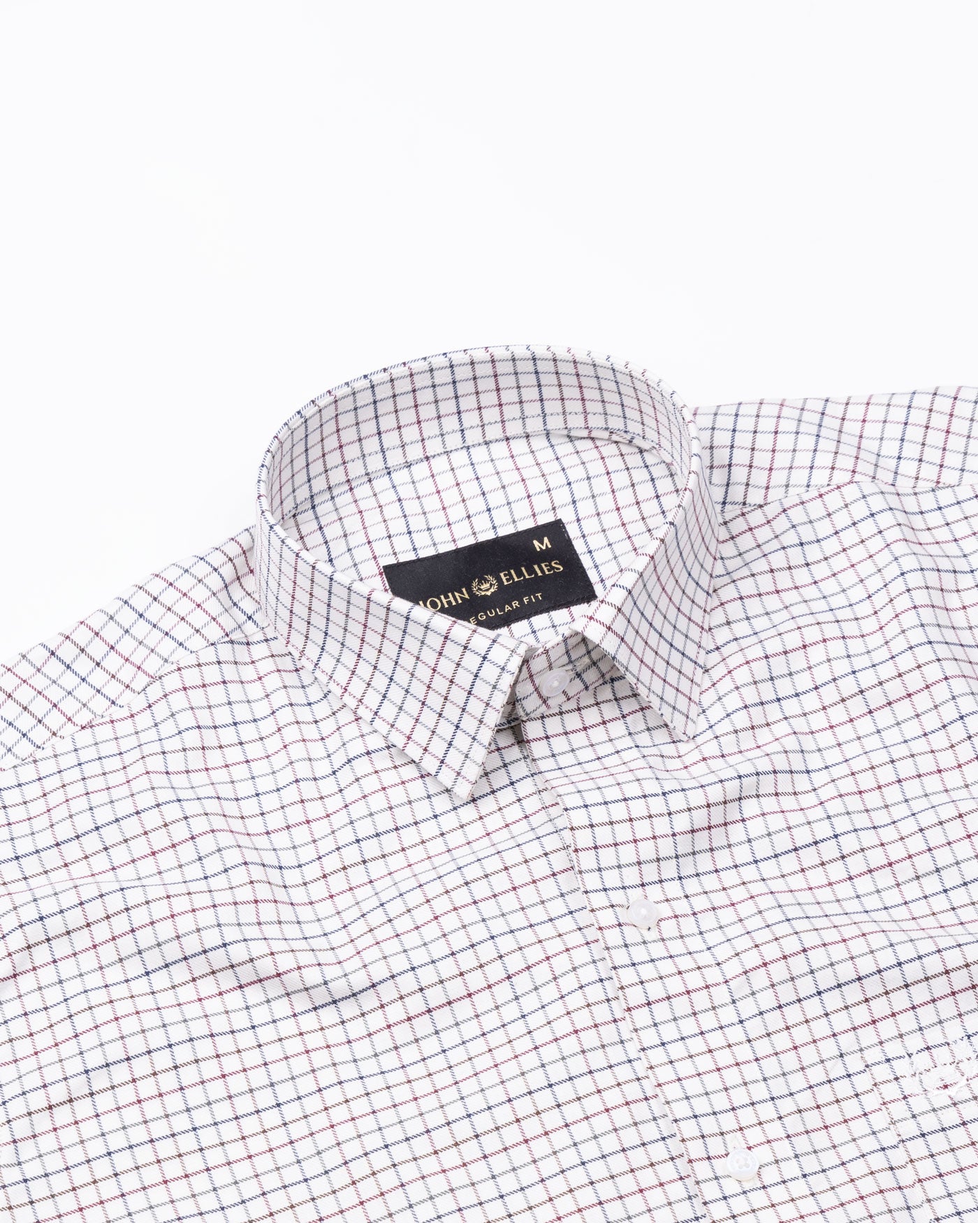 Auberon White Checked Twill Cotton Shirt - John Ellies