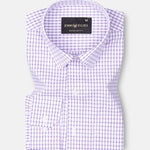 Auberon White With Violet Grid Checked Cotton Shirt - John Ellies