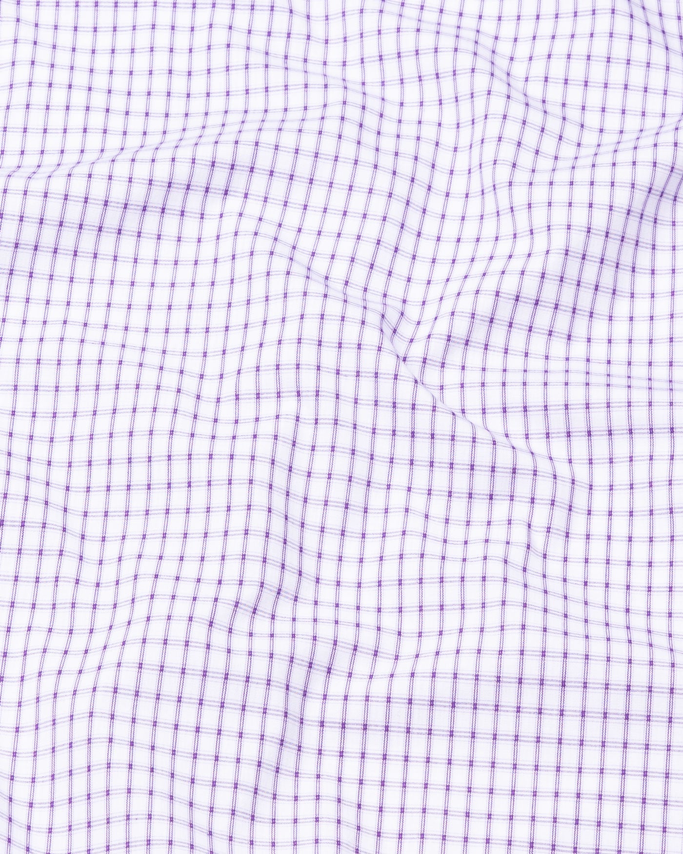 Auberon White With Violet Grid Checked Cotton Shirt - John Ellies