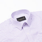 Auberon White With Violet Grid Checked Cotton Shirt - John Ellies