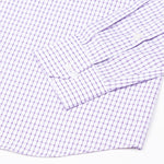 Auberon White With Violet Grid Checked Cotton Shirt - John Ellies