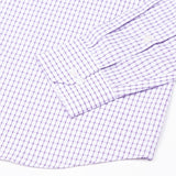 Auberon White With Violet Grid Checked Cotton Shirt - John Ellies