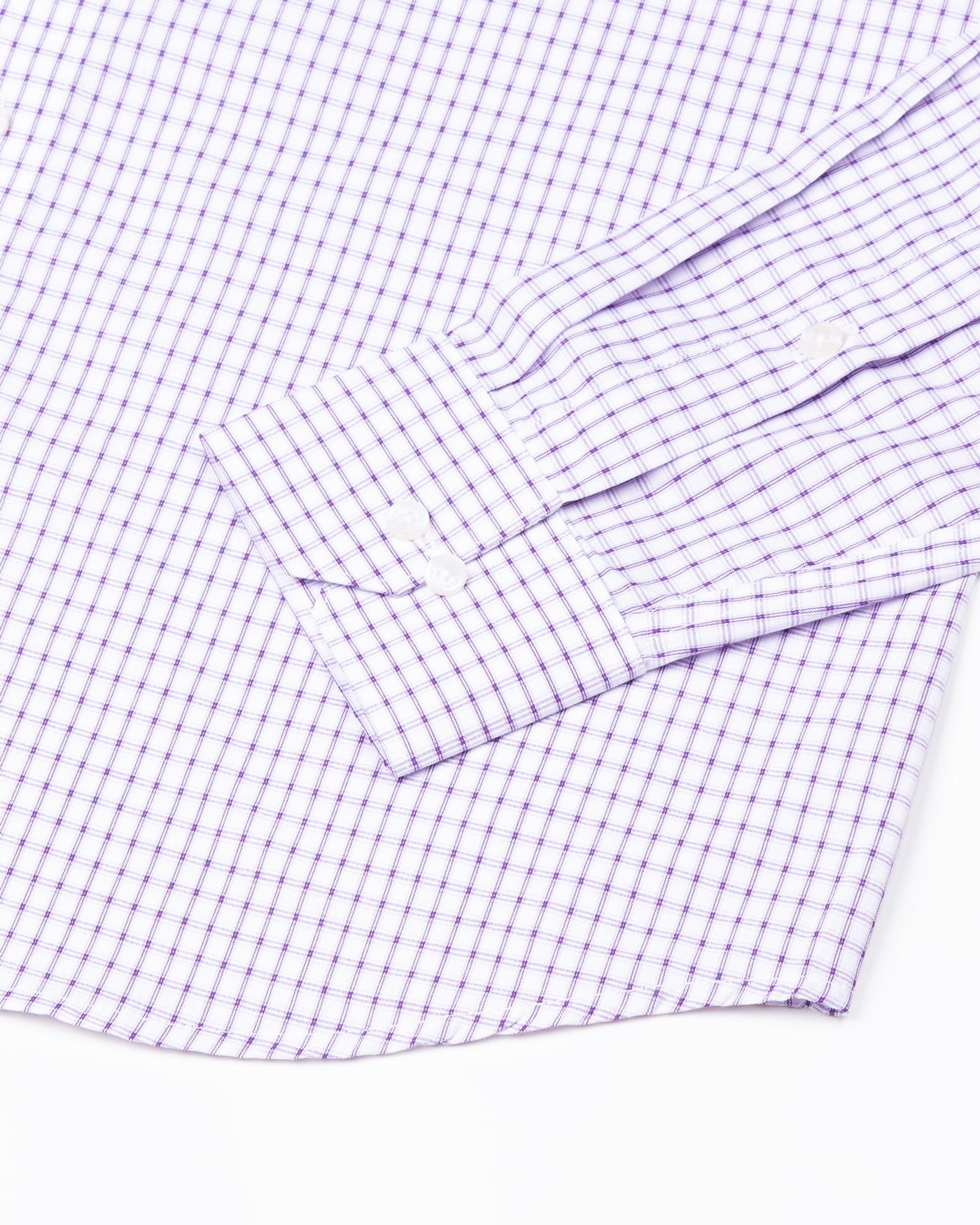 Auberon White With Violet Grid Checked Cotton Shirt - John Ellies