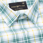 Auberon Green Checked Herribone Cotton Shirt - John Ellies