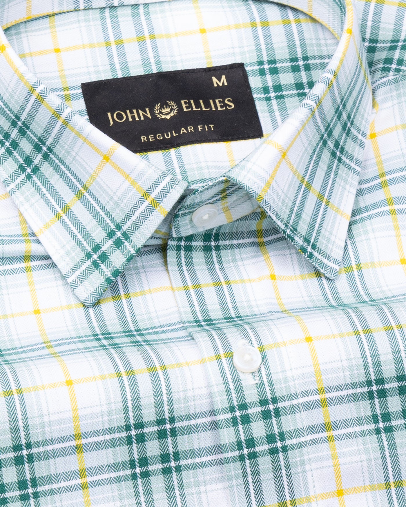 Auberon Green Checked Herribone Cotton Shirt - John Ellies