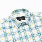 Auberon Green Checked Herribone Cotton Shirt - John Ellies