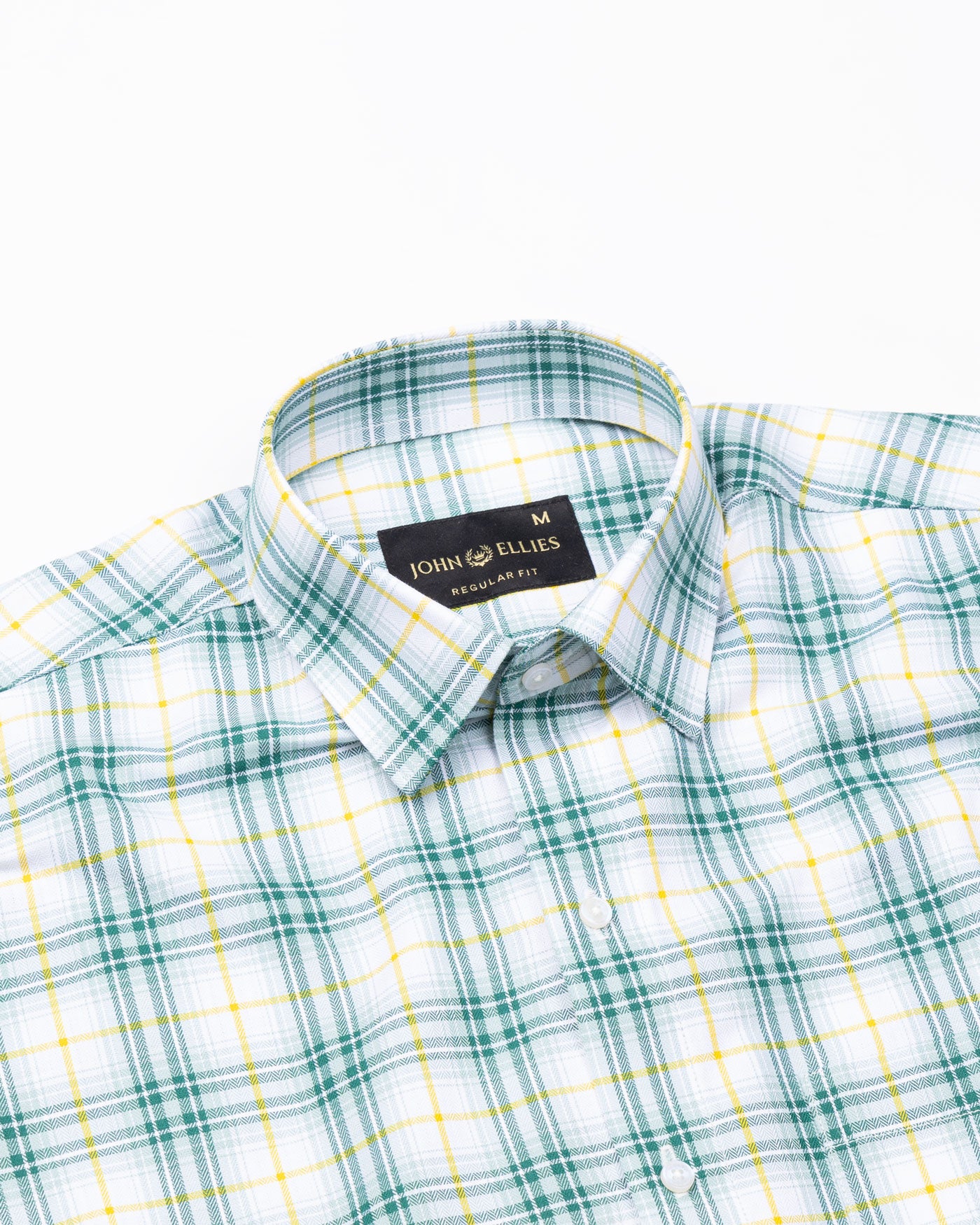 Auberon Green Checked Herribone Cotton Shirt - John Ellies