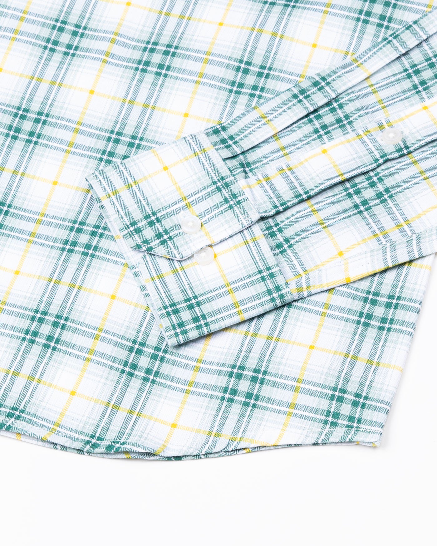 Auberon Green Checked Herribone Cotton Shirt - John Ellies