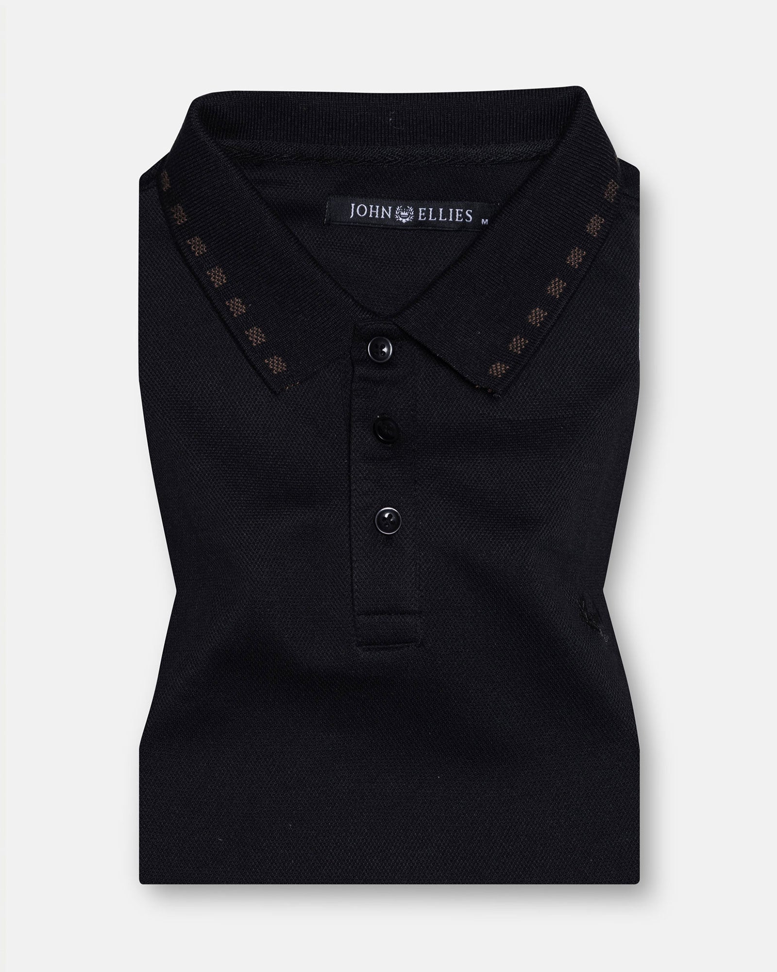 Sakura Black Cotton Polo T-Shirt - John Ellies