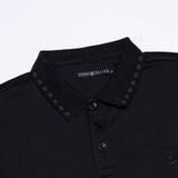Sakura Black Cotton Polo T-Shirt - John Ellies