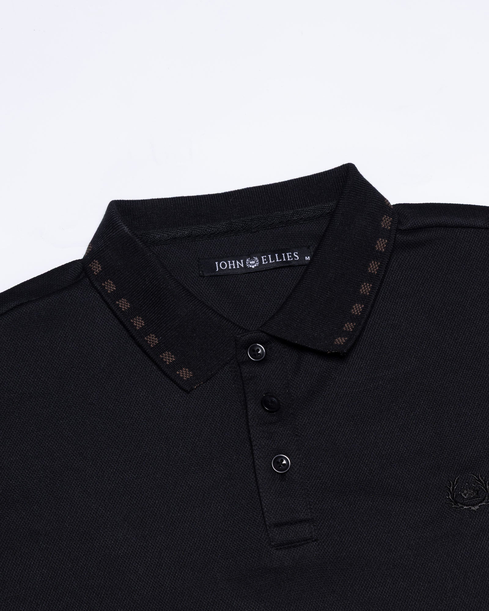 Sakura Black Cotton Polo T-Shirt - John Ellies