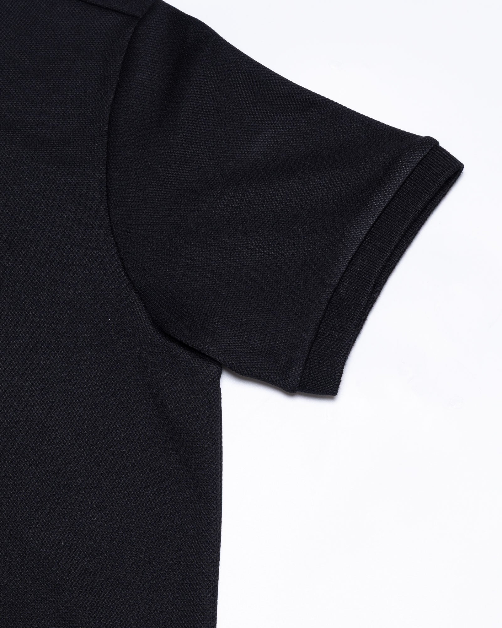 Sakura Black Cotton Polo T-Shirt - John Ellies