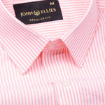 White & Pink Stripe Premium Seersucker Cotton Shirt - John Ellies