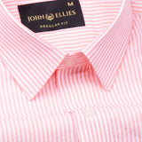 White & Pink Stripe Premium Seersucker Cotton Shirt - John Ellies