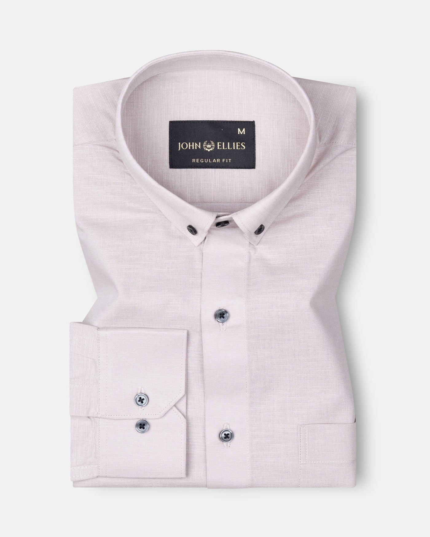 Lynthor Almond Plain Linen Button Down Shirt - John Ellies