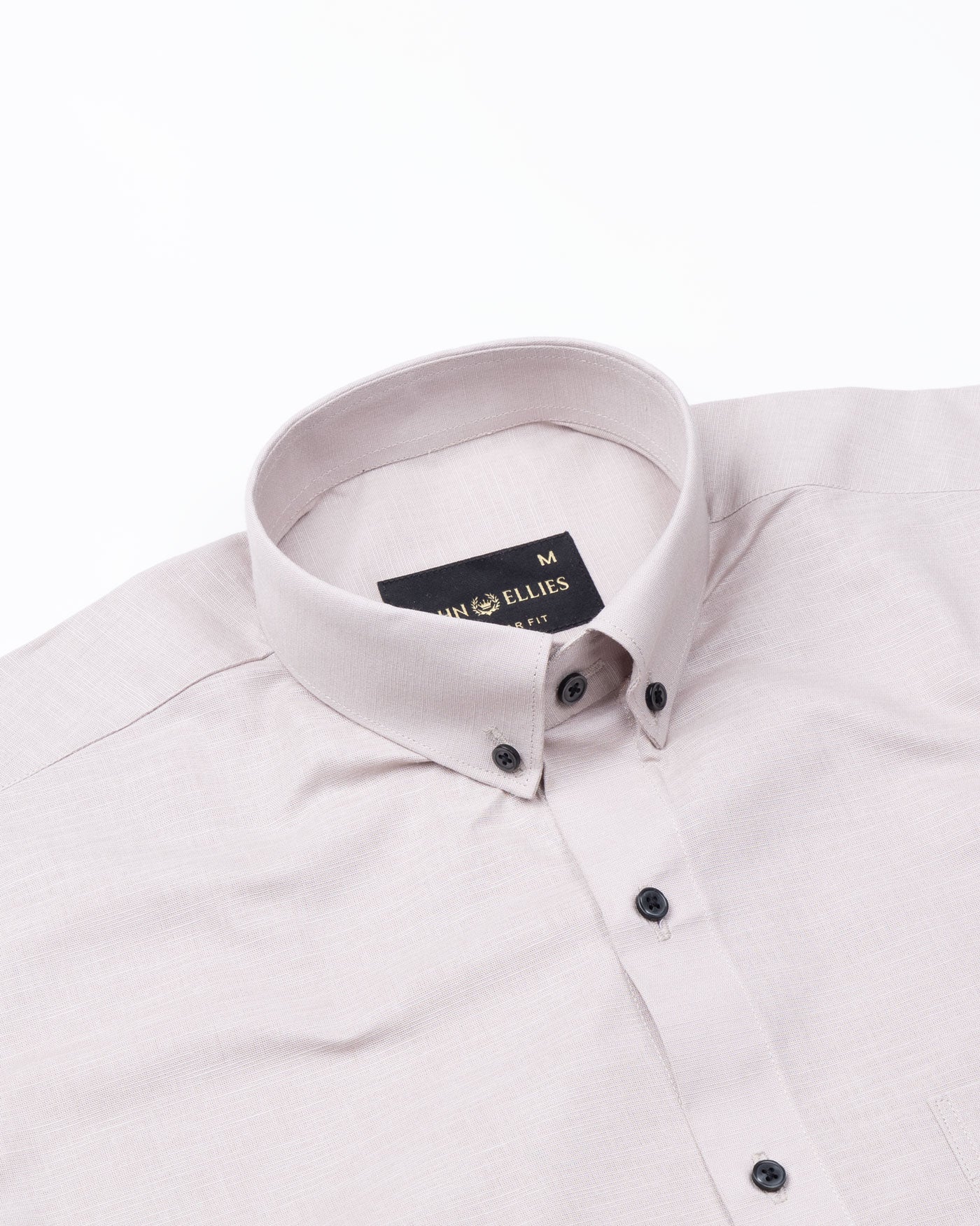 Lynthor Almond Plain Linen Button Down Shirt - John Ellies