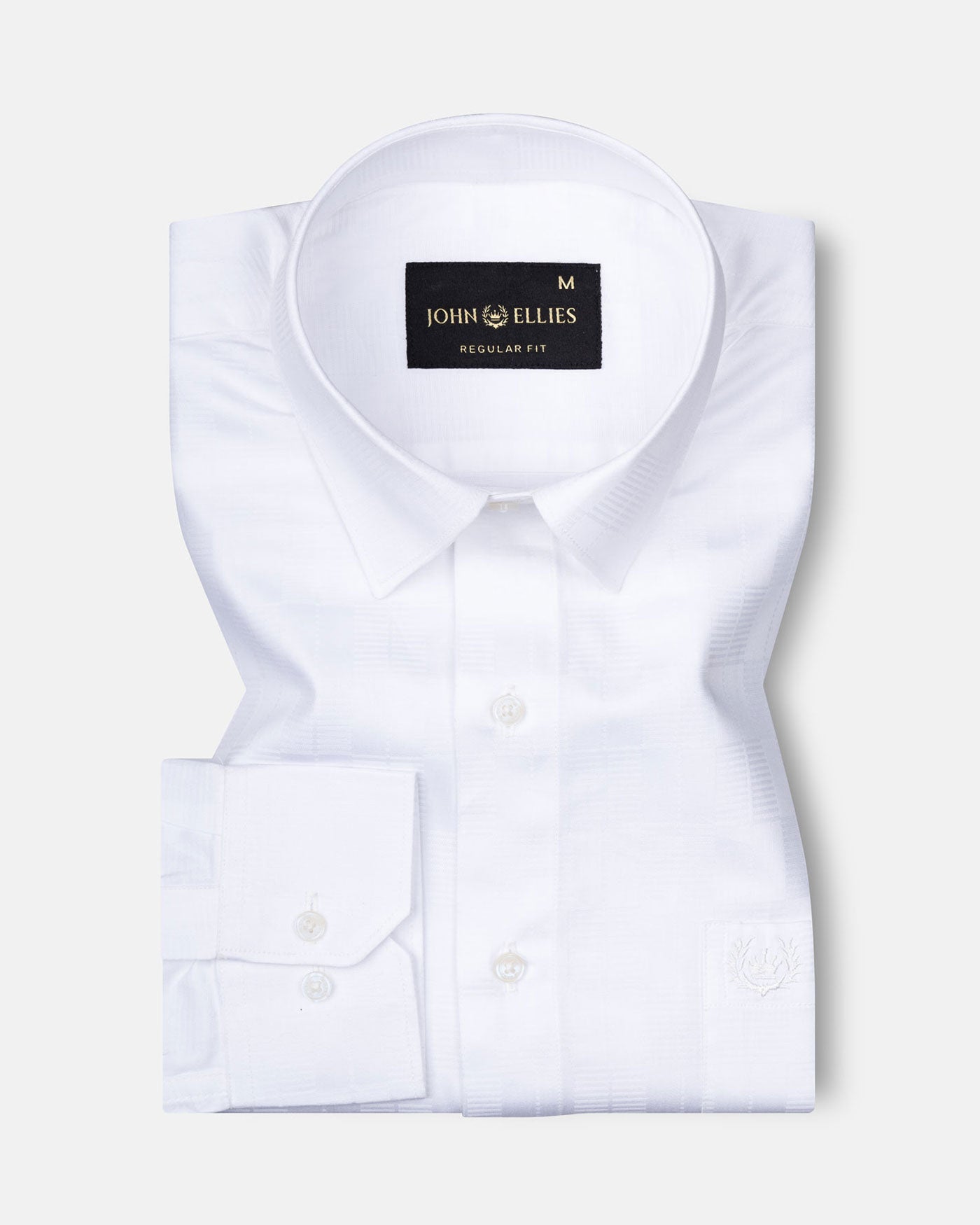 Brivor Blocks Dobby White Cotton Shirt - John Ellies