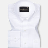 Brivor Zigzag Line Dobby White Cotton Shirt - John Ellies