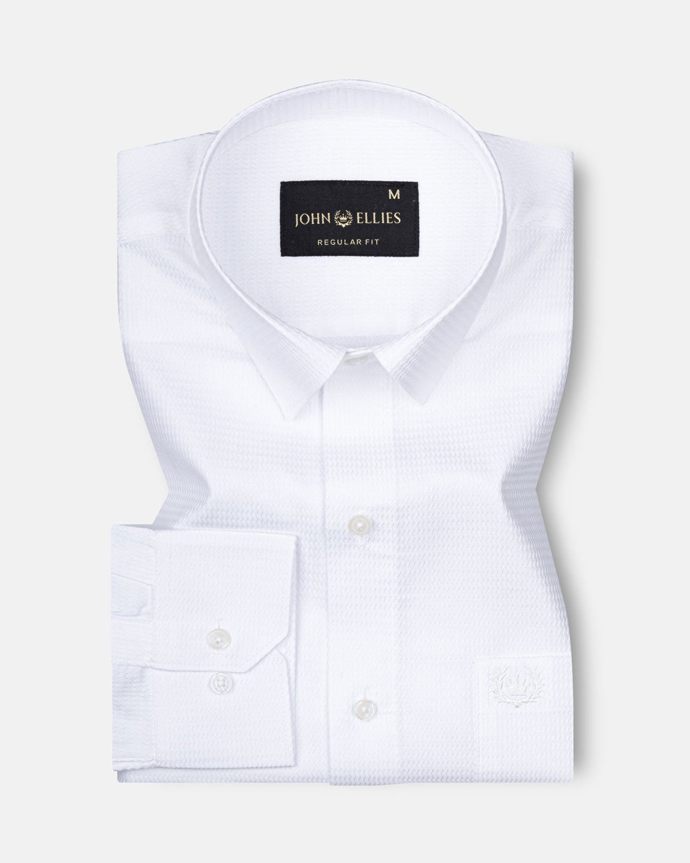 Brivor Zigzag Line Dobby White Cotton Shirt - John Ellies