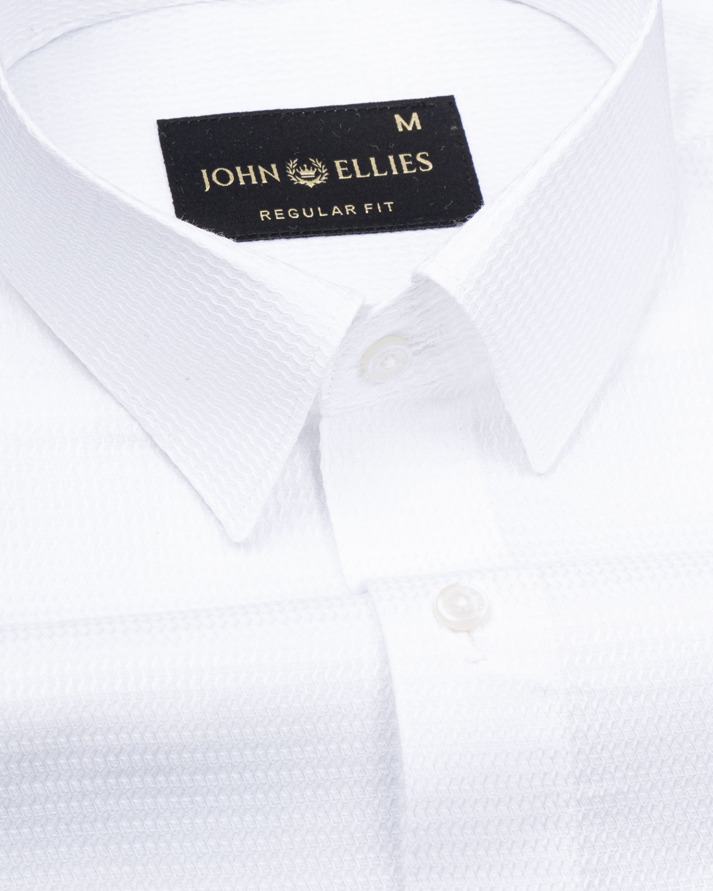 Brivor Zigzag Line Dobby White Cotton Shirt - John Ellies