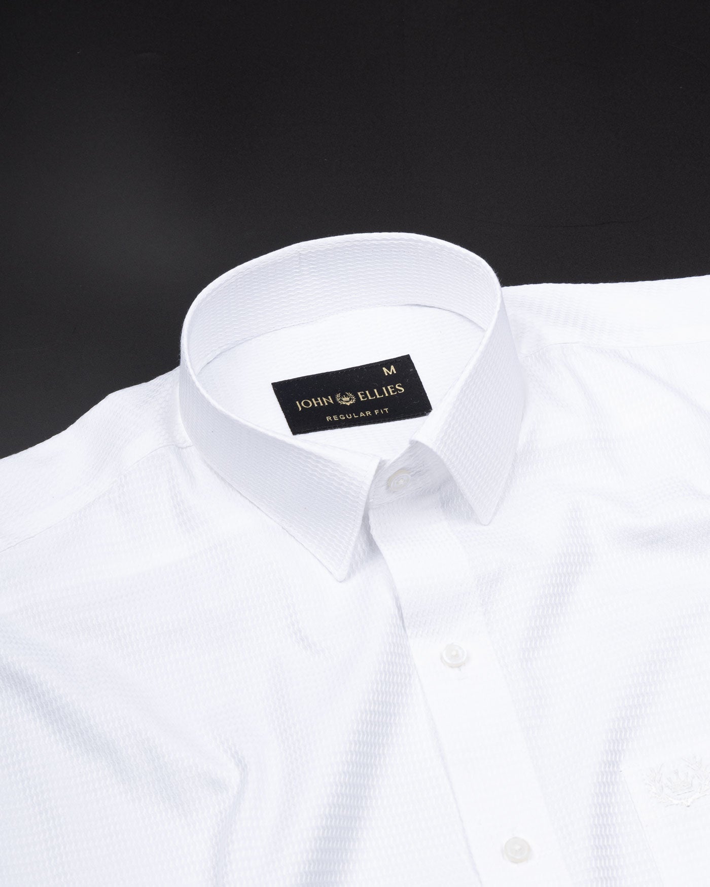 Brivor Zigzag Line Dobby White Cotton Shirt - John Ellies