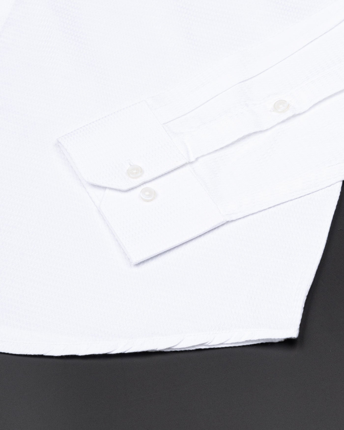 Brivor Zigzag Line Dobby White Cotton Shirt - John Ellies