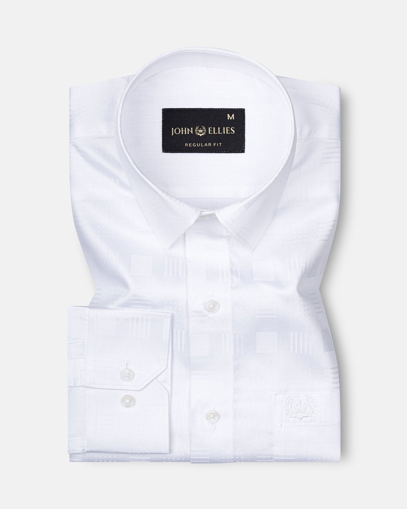 Brivor Grid With Box Dobby White Cotton Shirt - John Ellies