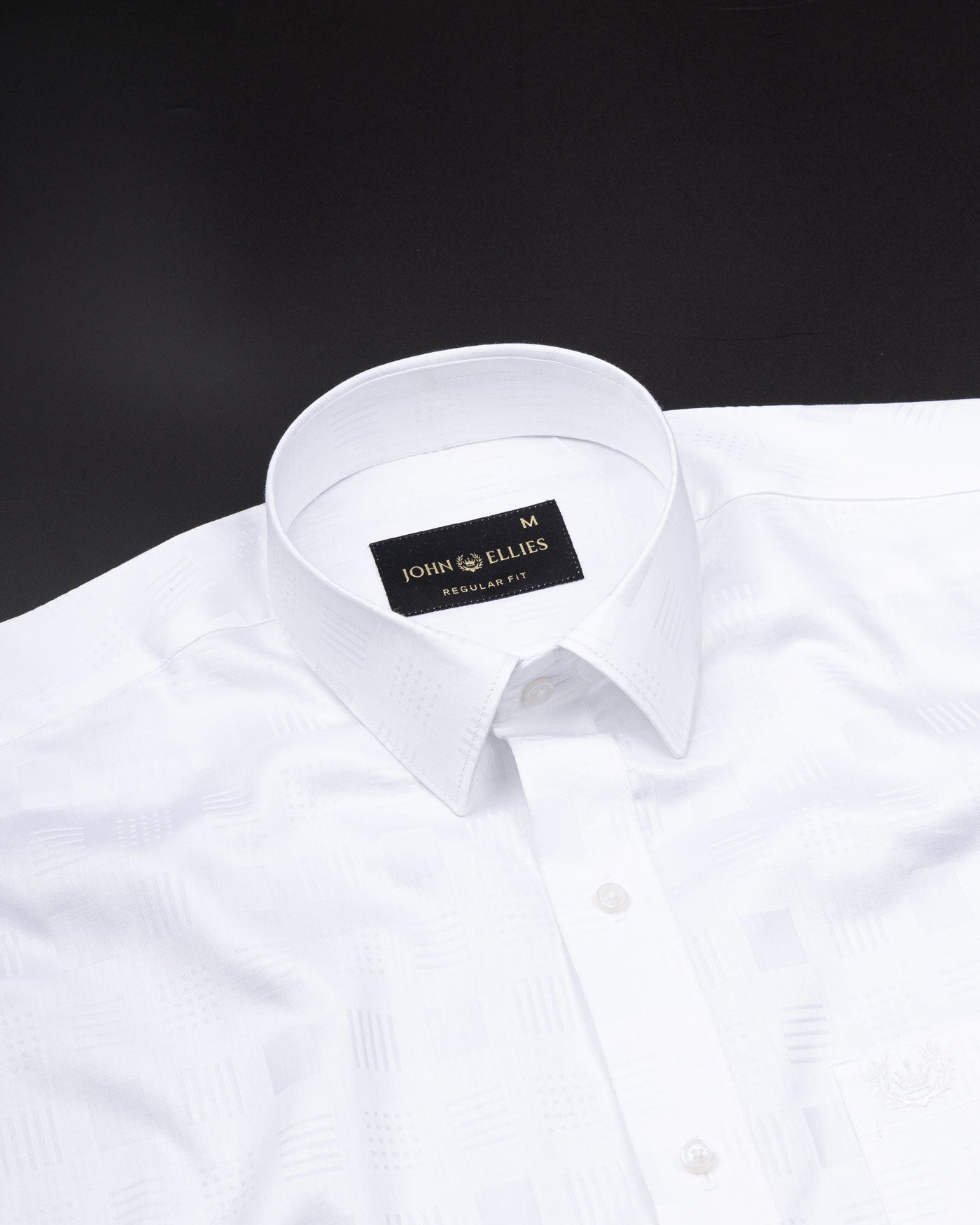 Brivor Grid With Box Dobby White Cotton Shirt - John Ellies