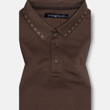 Sakura Brown Cotton Polo T-Shirt - John Ellies