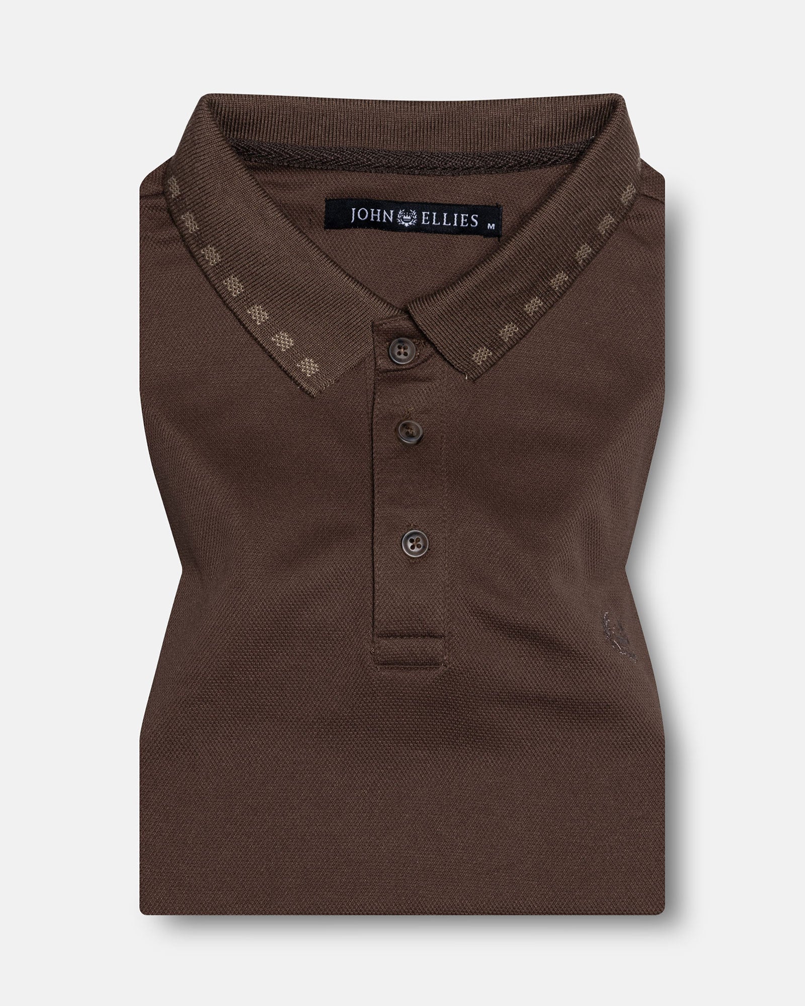 Sakura Brown Cotton Polo T-Shirt - John Ellies