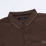 Sakura Brown Cotton Polo T-Shirt - John Ellies