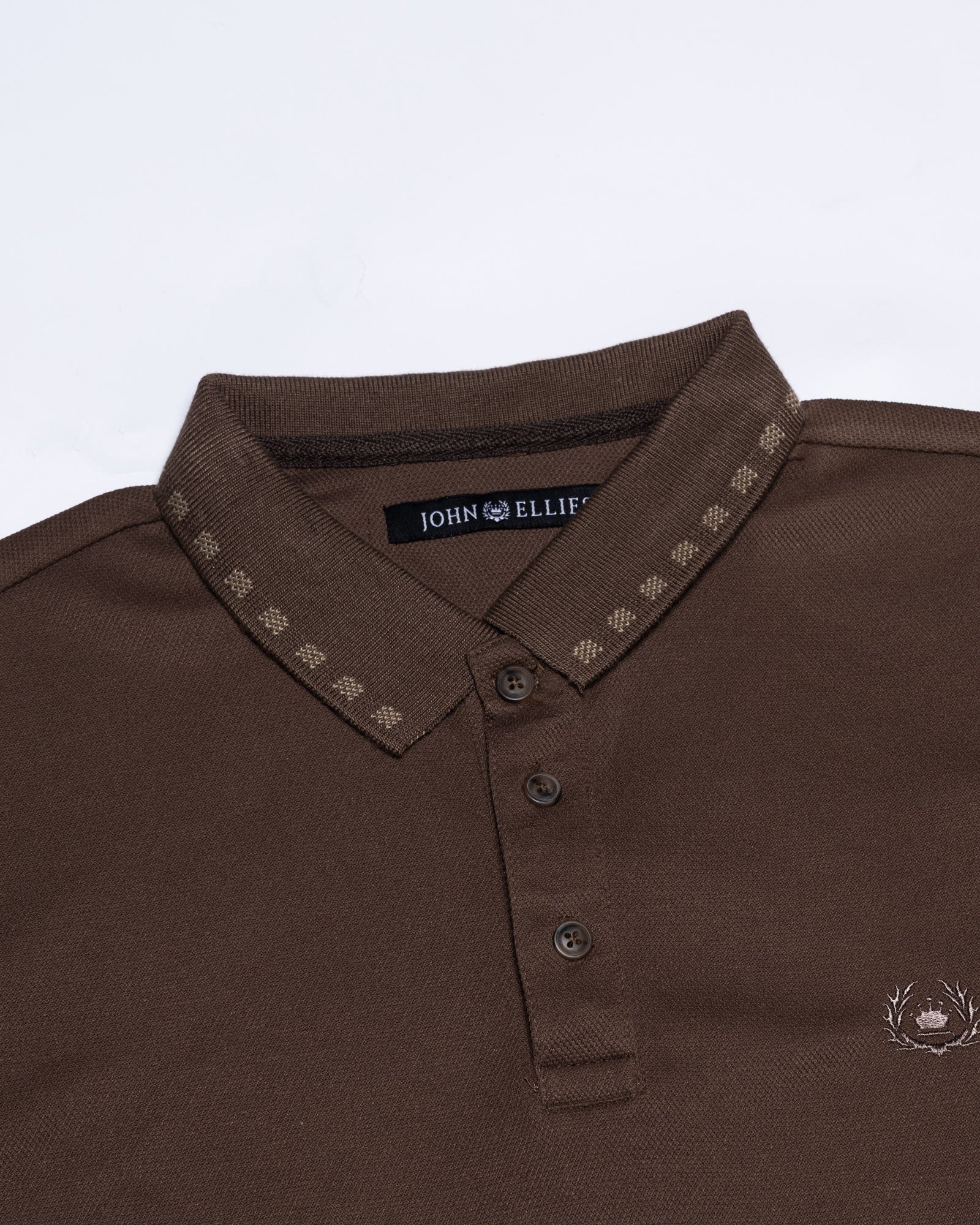 Sakura Brown Cotton Polo T-Shirt - John Ellies