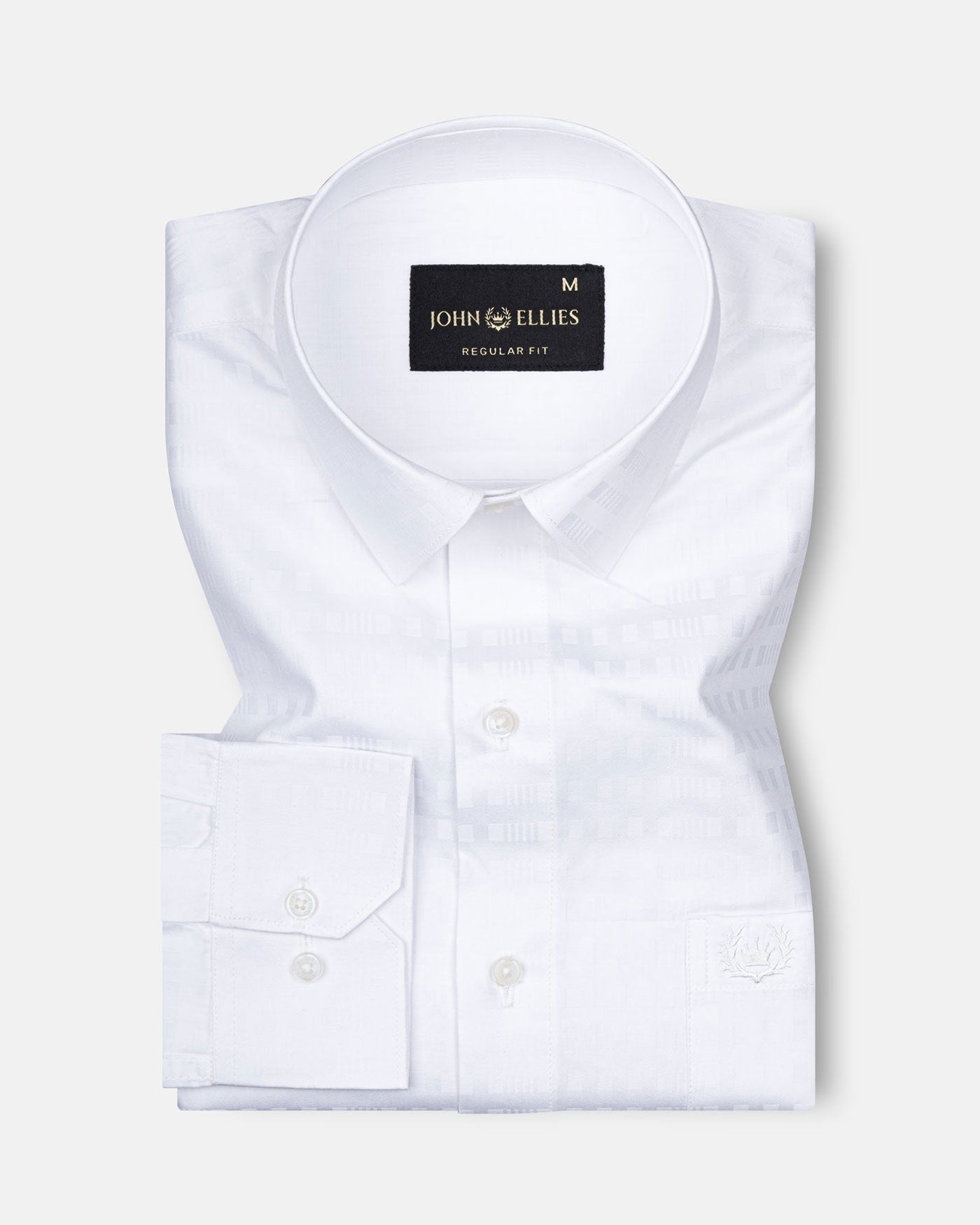 Brivor Checks Dobby White Cotton Shirt - John Ellies