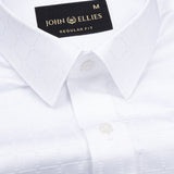 Brivor Abstract Square Dobby White Cotton Shirt - John Ellies