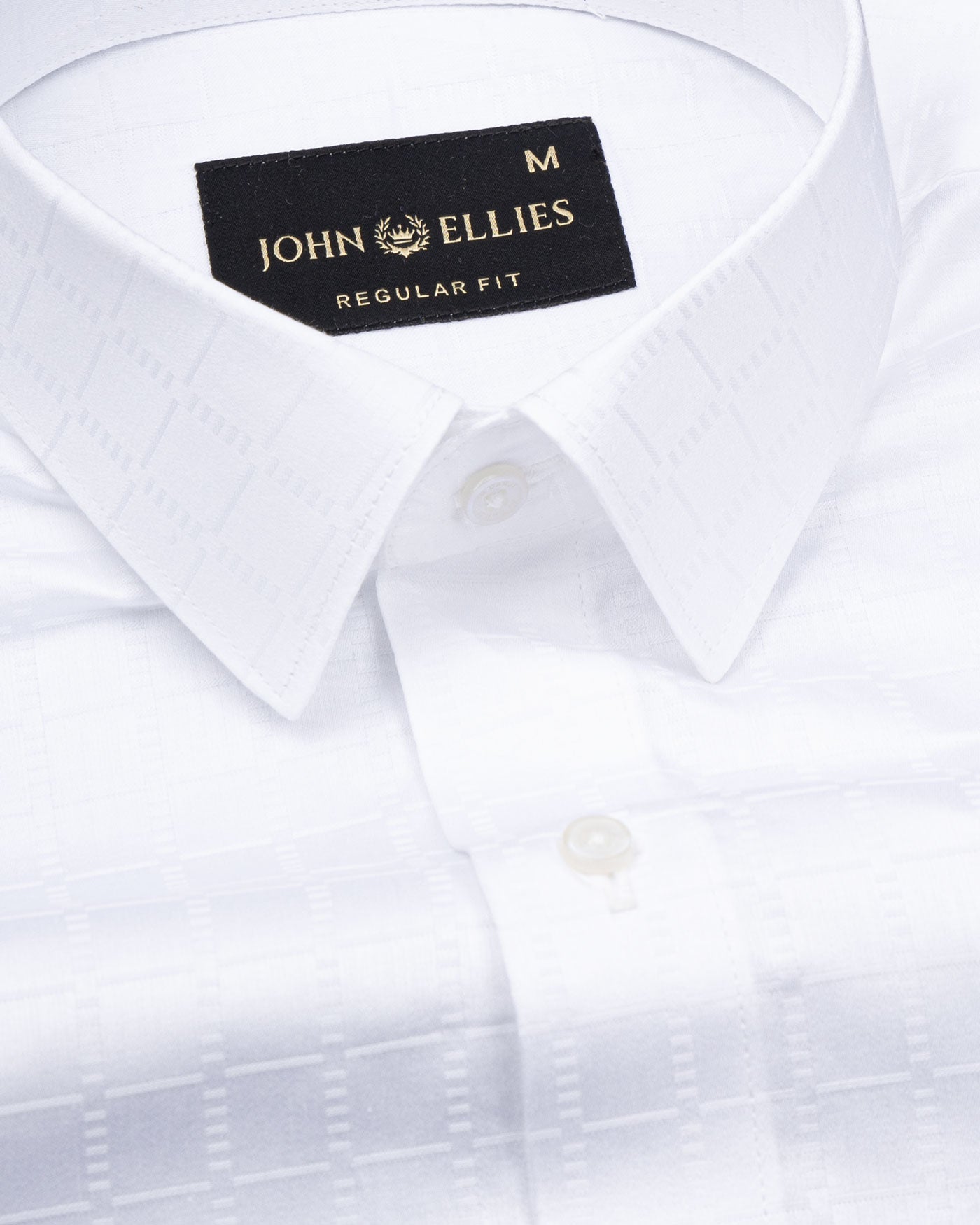 Brivor Abstract Square Dobby White Cotton Shirt - John Ellies