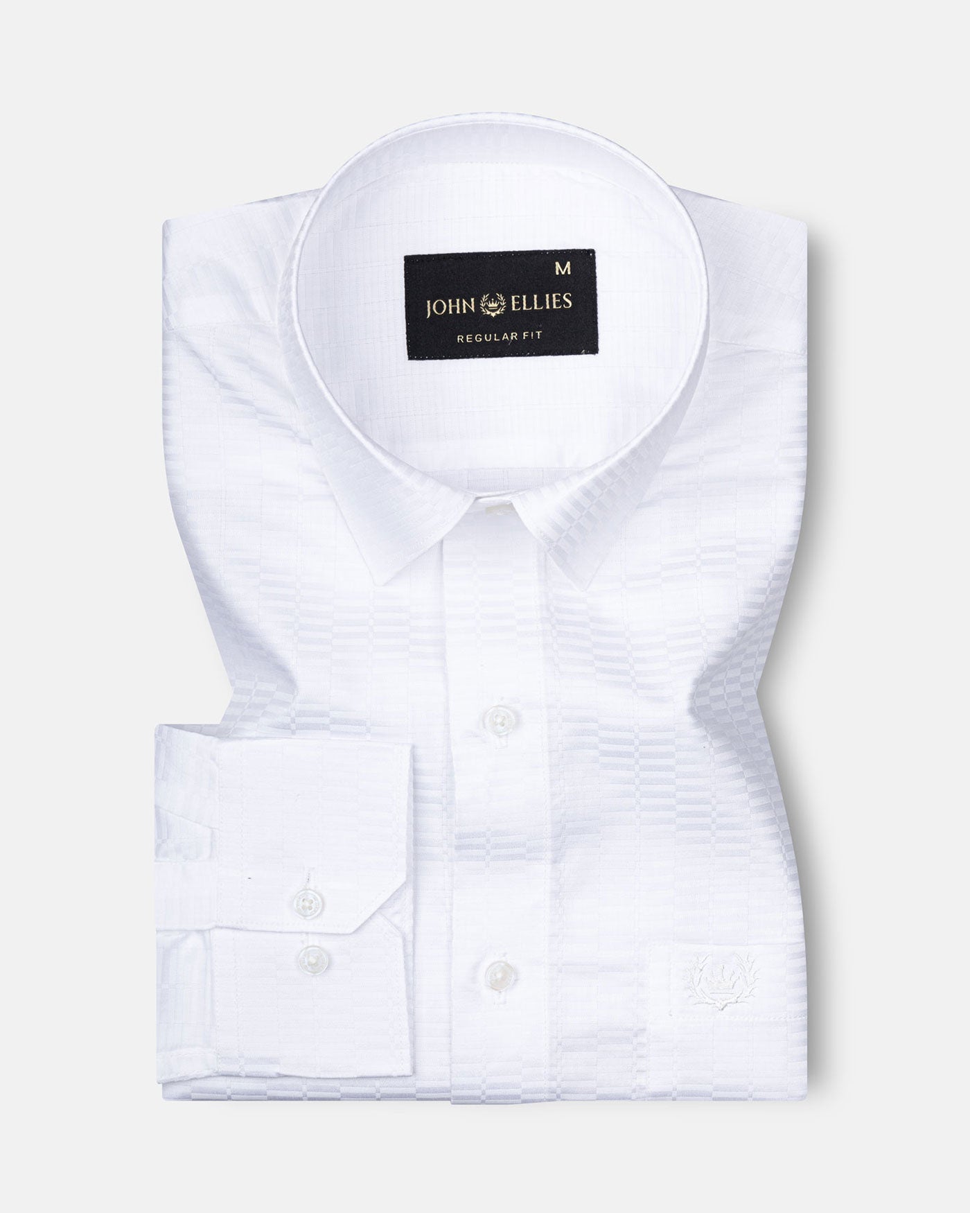 Brivor Grid Dobby White Cotton Shirt - John Ellies