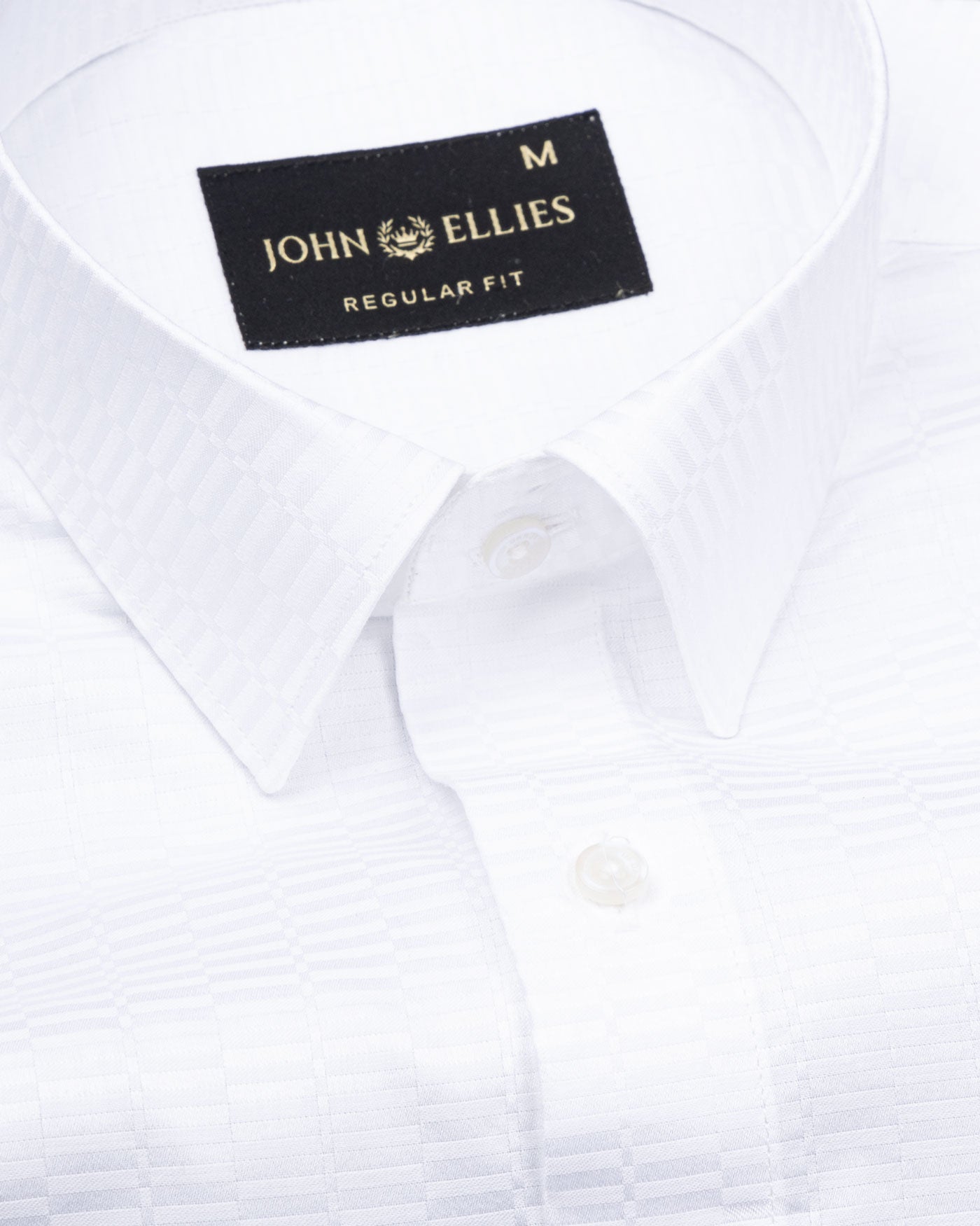 Brivor Grid Dobby White Cotton Shirt - John Ellies