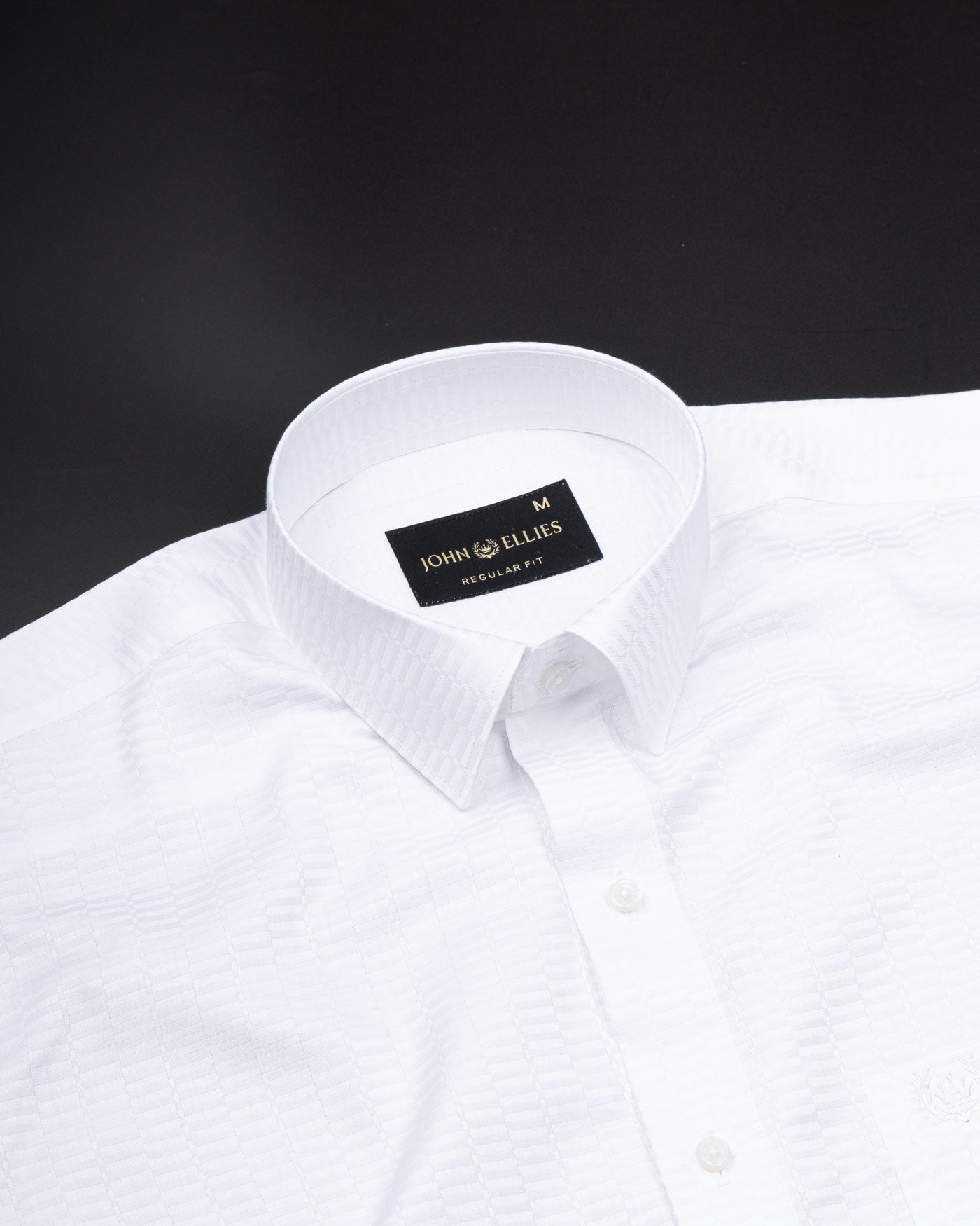 Brivor Grid Dobby White Cotton Shirt - John Ellies