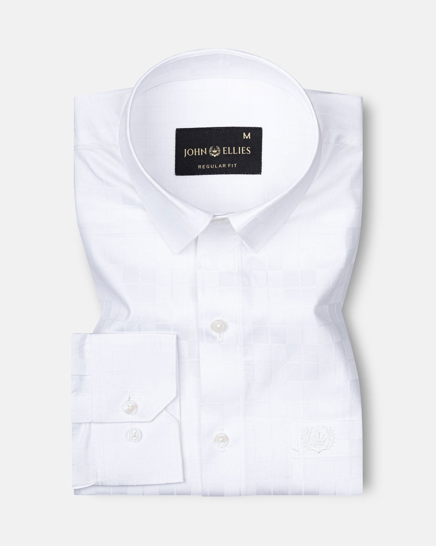 Brivor Box Dobby White Cotton Shirt - John Ellies