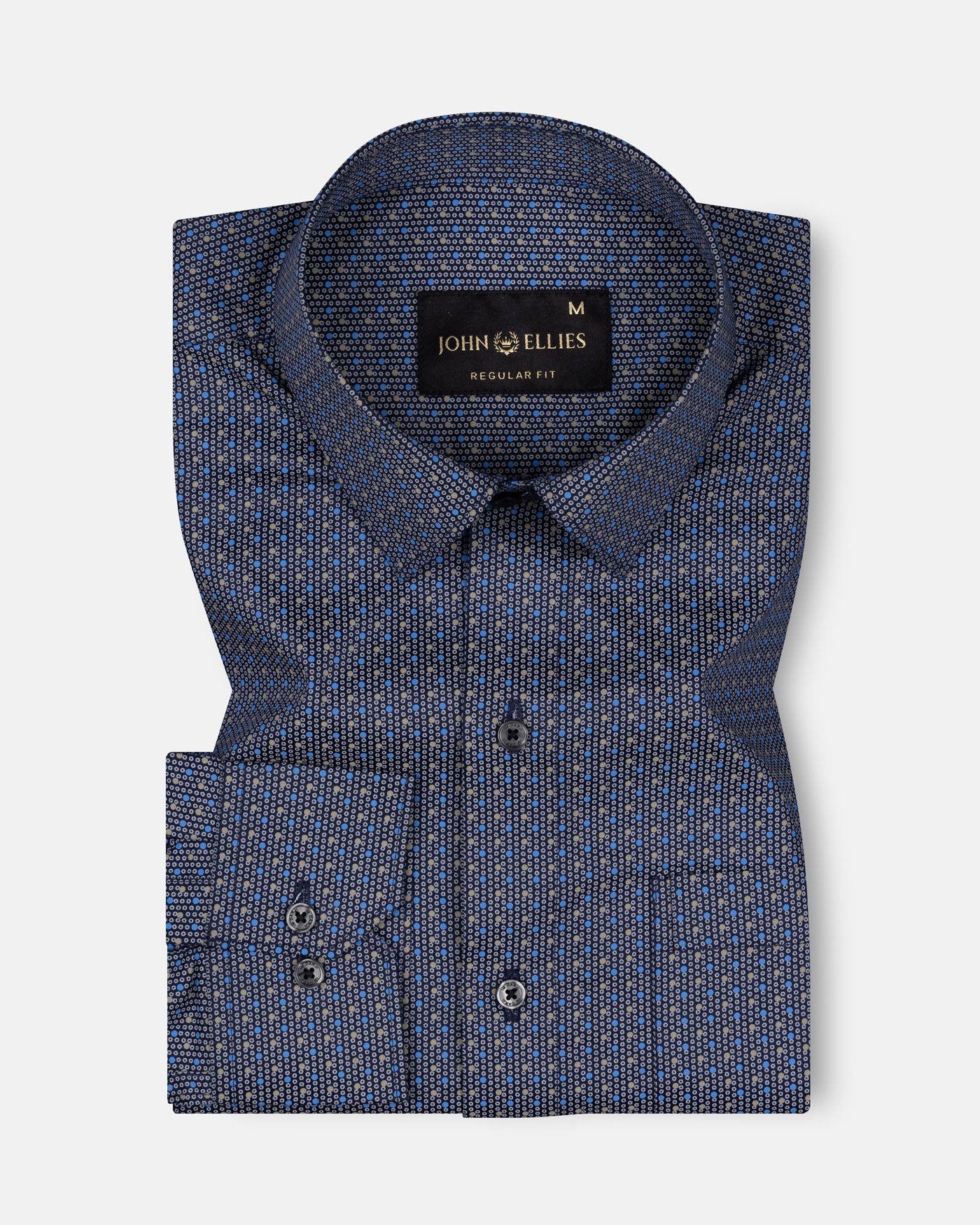 Nobrix Navy Blue Giza Cotton Printed Shirt - John Ellies