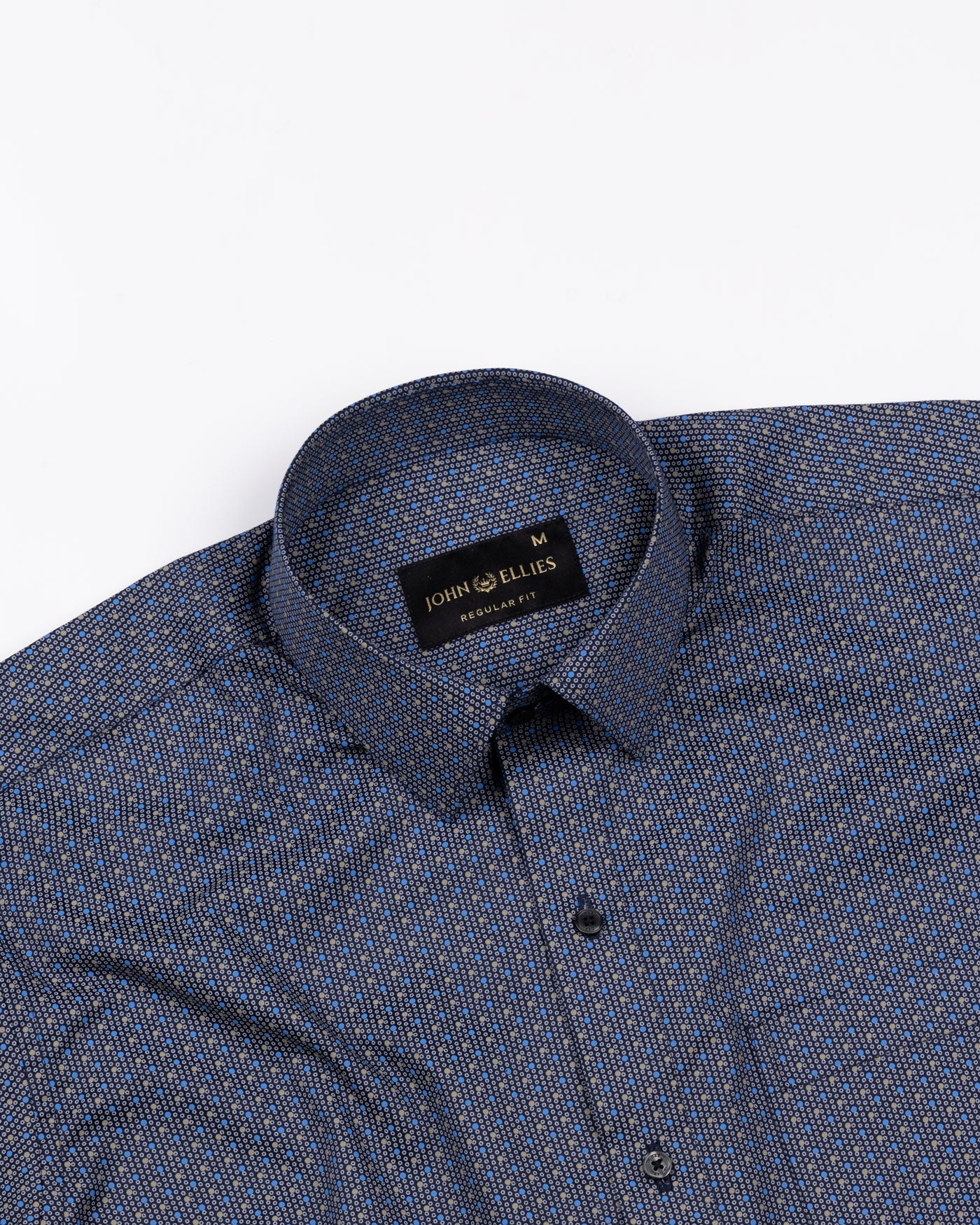 Nobrix Navy Blue Giza Cotton Printed Shirt - John Ellies