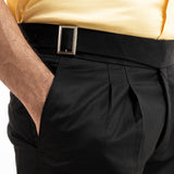 Iscen Black Formal Cotton Neapolitan Pant