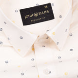 Nobrix Cream Giza Cotton Printed Shirt - John Ellies