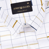 Nobrix White With Navy Checked Giza Cotton Printed Shirt - John Ellies