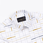 Nobrix White With Navy Checked Giza Cotton Printed Shirt - John Ellies