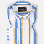 Nobrix White And Blue Strips Cotton Shirt - John Ellies